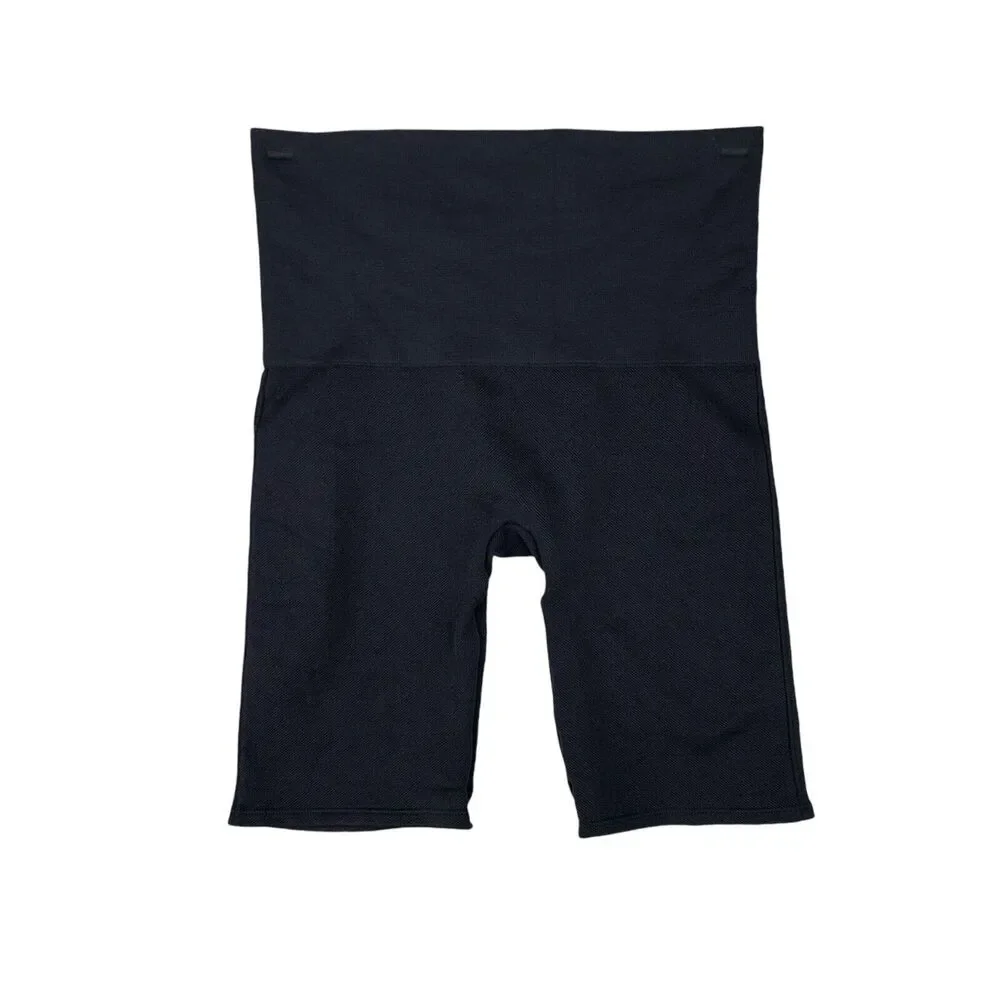 Spanx Shorts Womens S Small Black Mid Rise Firm Shapewear Contour Bikers Stretch